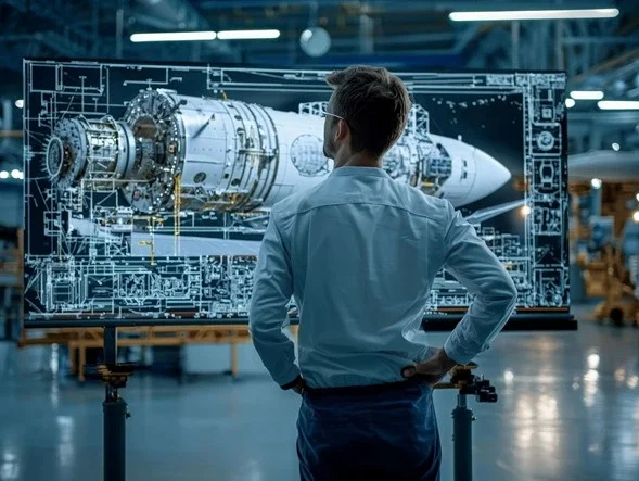 Hombre observando la Simulación FEA. 