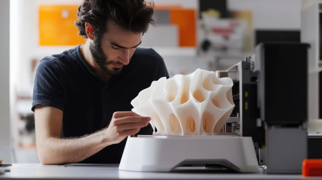 hombre revisando su trabajo de impresion